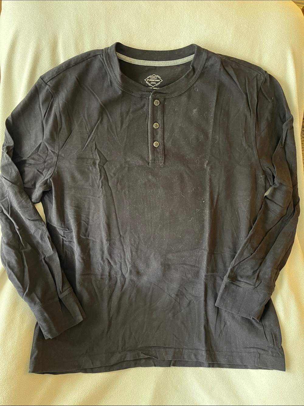 St. John's Bay Black Long-Sleeve Henley Shirt
